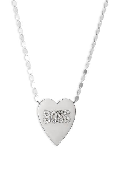Lana Jewelry Boss Heart Necklace In White Gold/ Diamond