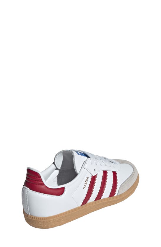 Shop Adidas Originals Kids' Samba Sneaker In White/ Burgundy/ Gum