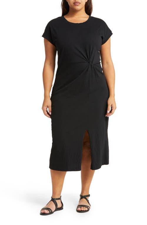 caslon(r) Twist Detail Organic Cotton Dress in Black