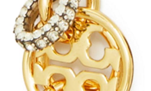 Tory Burch Miller Interlocking Pendant Necklace In Tory Gold/crystal