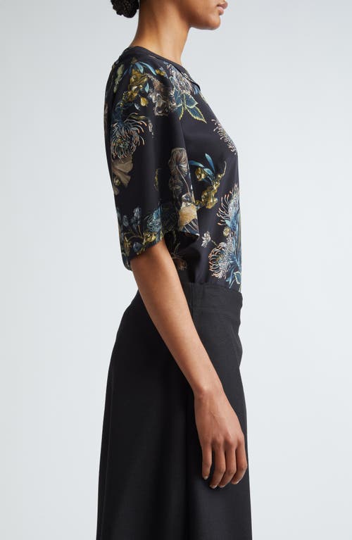 Shop Jason Wu Collection Floral Forest Print Silk Top In Black/multi
