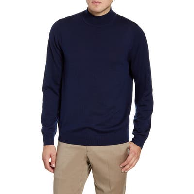Nordstrom Shop Mock Neck Merino Wool Sweater, Blue
