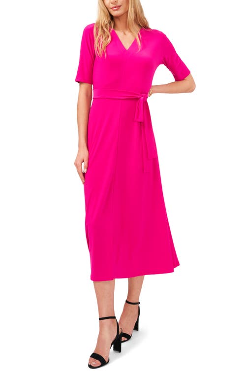 Tie Waist Midi Dress in Pink