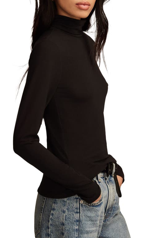 Shop Lucky Brand Turtleneck Long Sleeve Layering Top In Jet Black