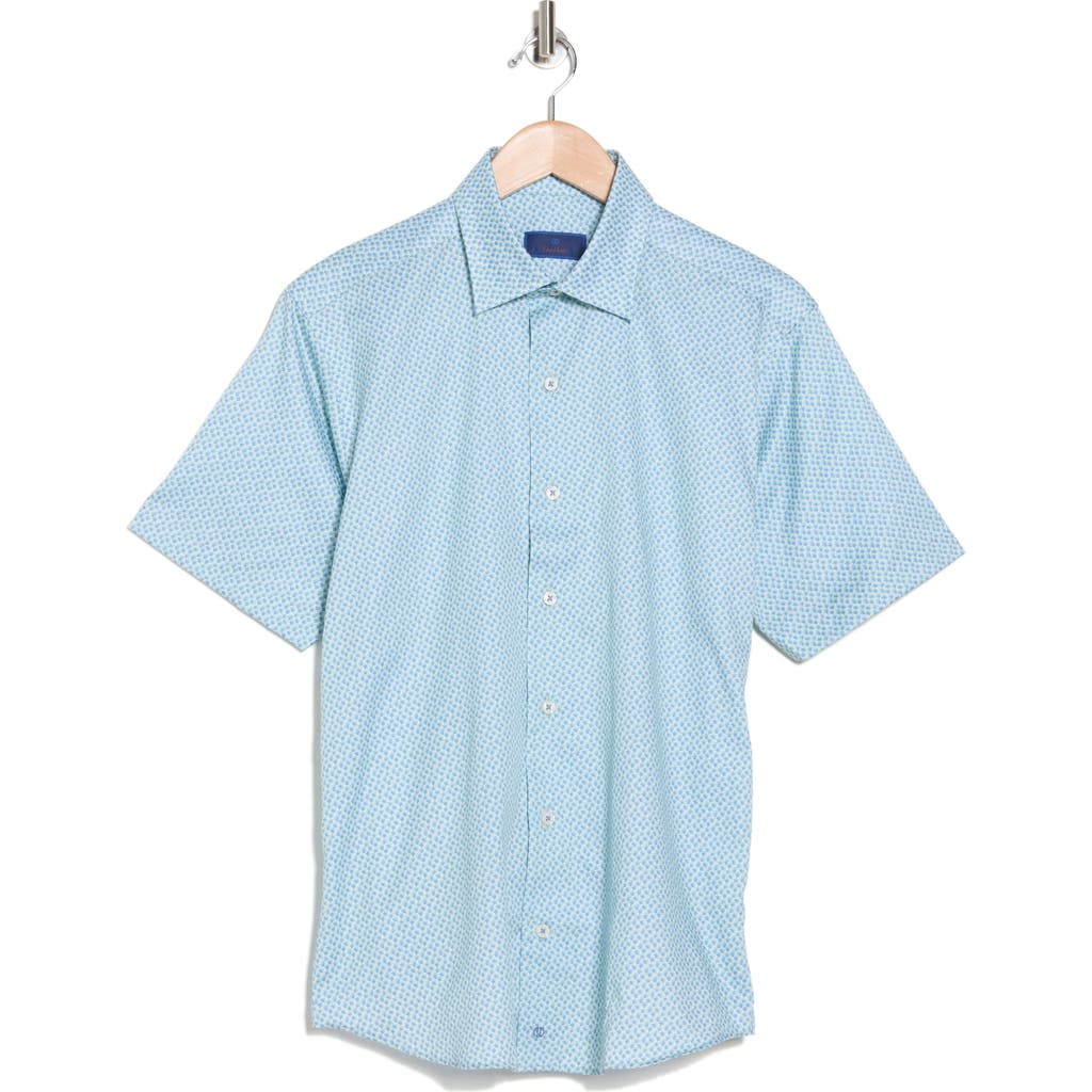 David Donahue Floral Print Short Sleeve Shirt In Blue