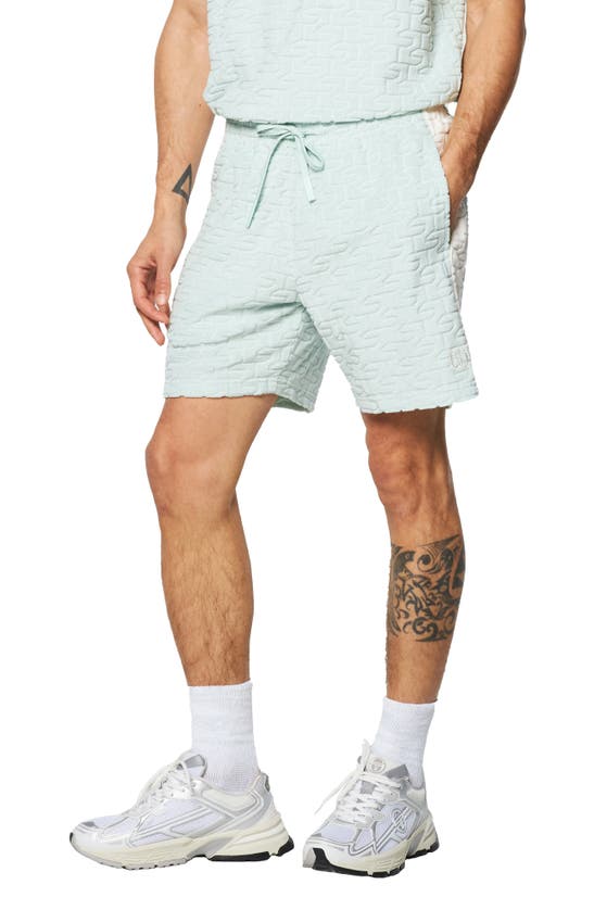 Shop Sergio Tacchini Livata Monogram Terry Cloth Shorts In Surf Spray