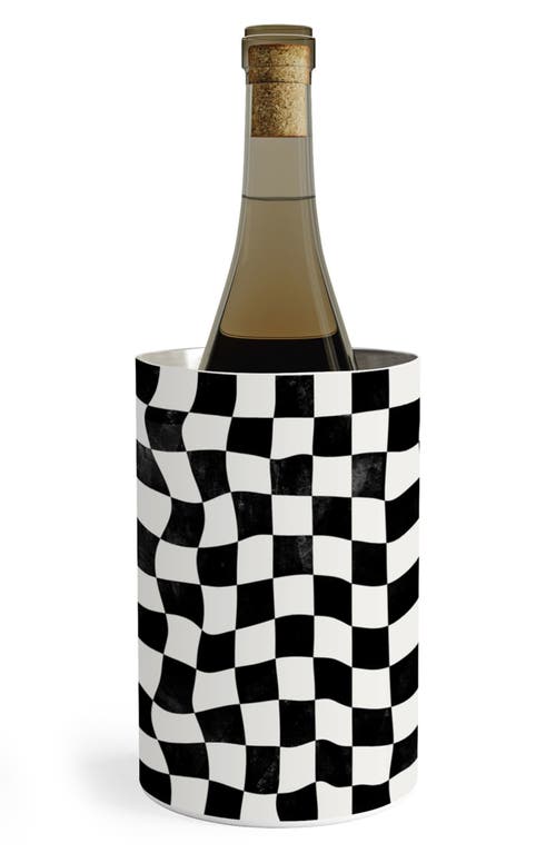 Deny Designs Warped Checkerboard Wine & Champagne Chiller in Black-White at Nordstrom