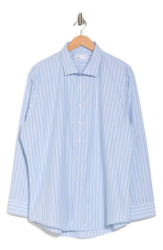 Shop Nordstrom Rack Trim Fit Atwood Stripe Dress Shirt In White- Blue Atwood Stripe