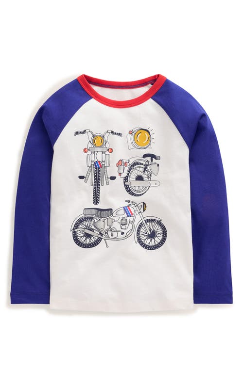 Boden Kids' Graphic Print Long Sleeve Cotton T-Shirt in Mazarine Blue Bikes 