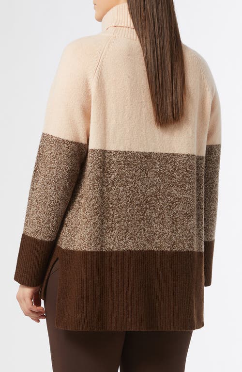 Shop Marina Rinaldi Danilo Colorblock Turtleneck Virgin Wool Sweater In Turtledove