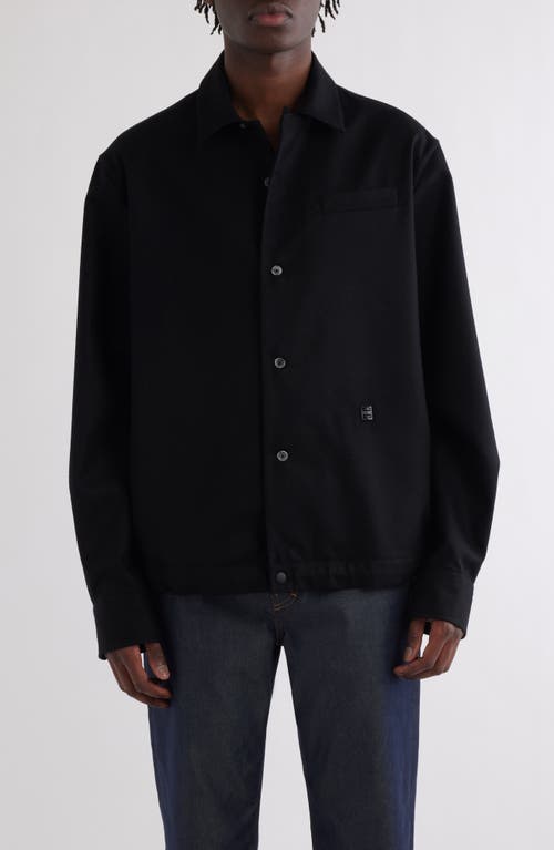 Shop Givenchy 4g Logo Wool Overshirt In Black