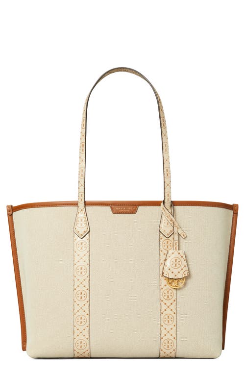 Perry Triple Compartment Canvas Tote in New Cream