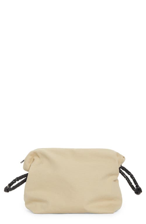 Shop Kassl Contrast Trim Canvas Pouch Clutch In Beige/oil Black 0170