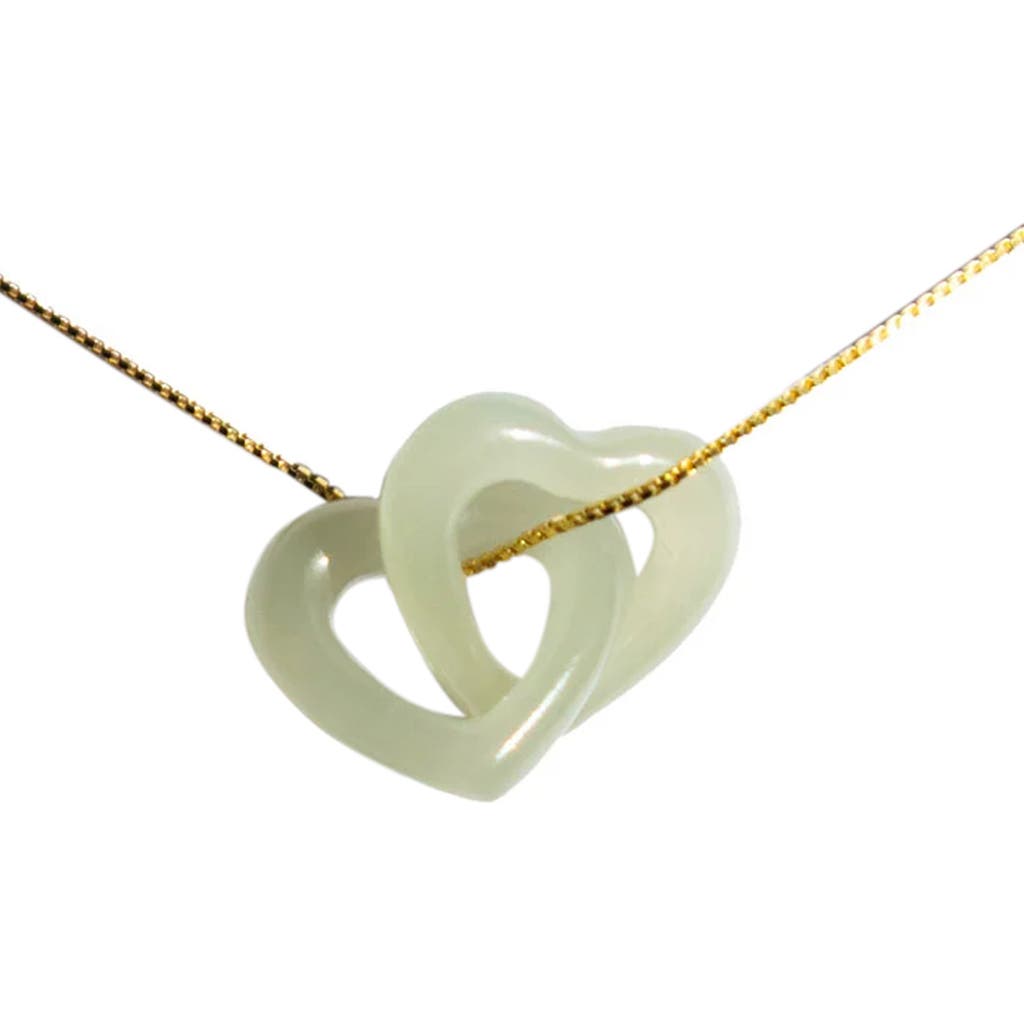 Seree The Hearts Interlocking Jade Pendant Necklace In Light Green