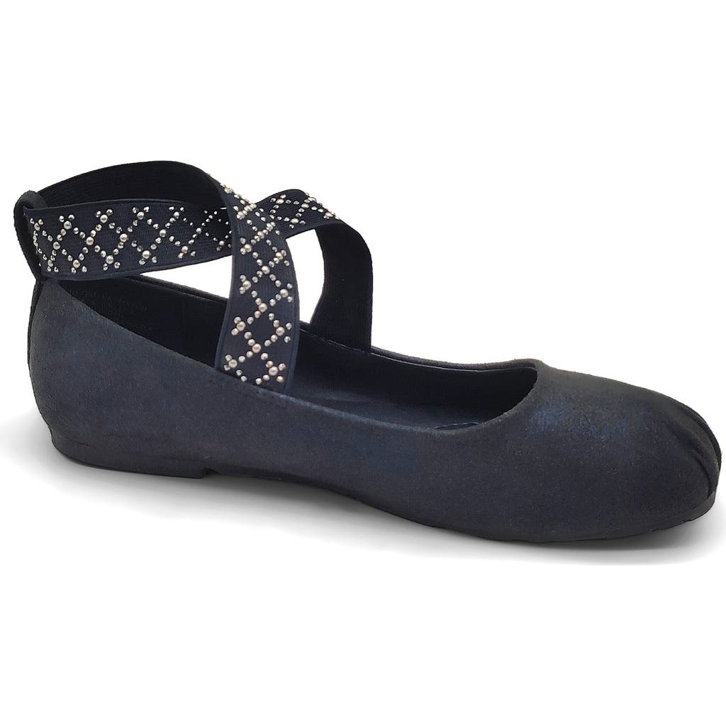 Reaction Kenneth Cole Elizabeth Elastic Strap Ballet Flat In Midnight Micro