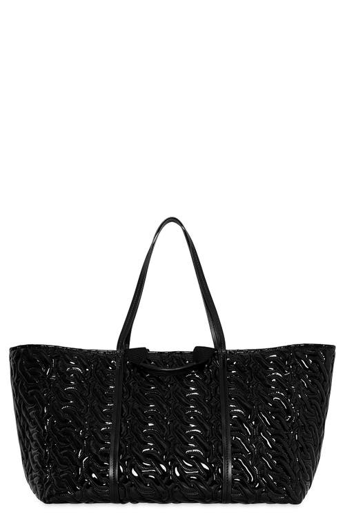 Shop Rebecca Minkoff Voyeur Embossed Leather Tote In Black