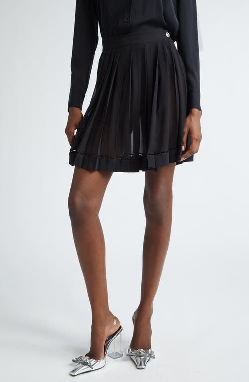 Shop Versace Pleated Silk Georgette Skirt In Black