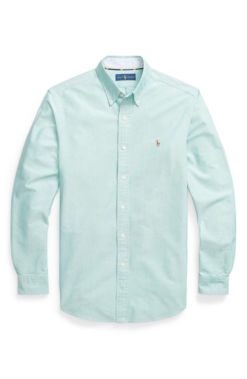 Shop Polo Ralph Lauren Classic Solid Button-down Oxford Shirt In College Green