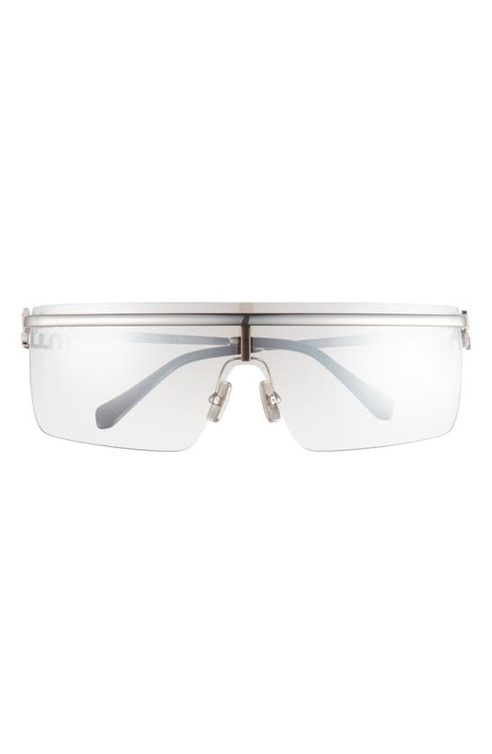 Shop Miu Miu 50mm Shield Sunglasses In Silver