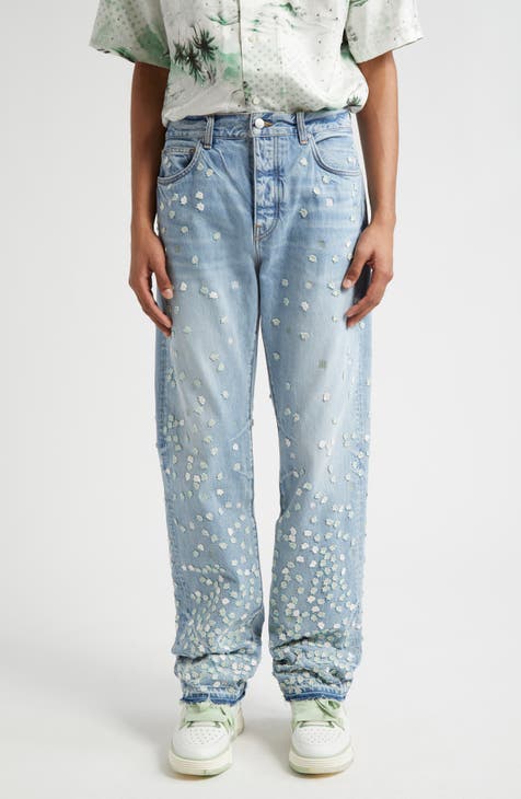 Floral Embroidered Straight Leg Jeans