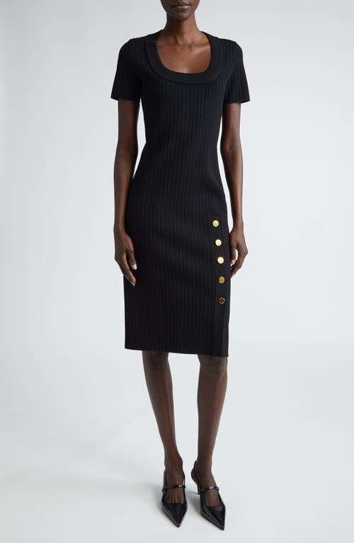 St John St. John Collection Rib Short Sleeve Sweater Dress In Black