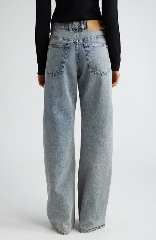 Shop Mm6 Maison Margiela Reconstructed Wide Leg Jeans In Light Blue