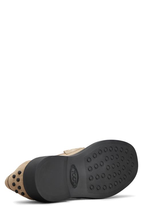 Tod's Gomma Suede Penny Loafers In Tabacco Chiaro
