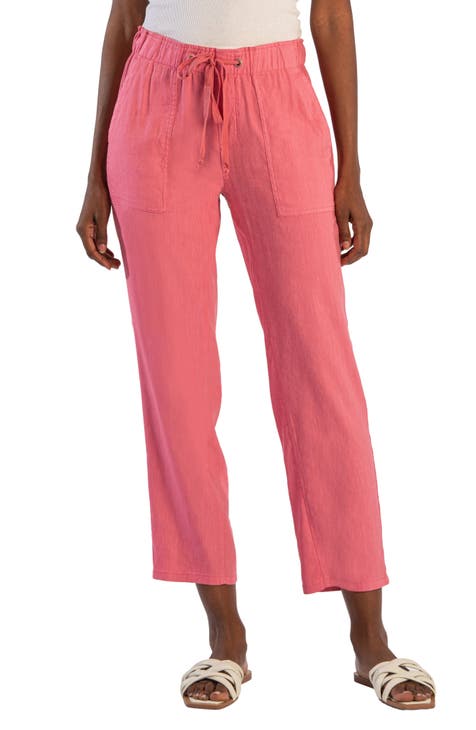 Rosalie Linen Blend Drawstring Ankle Pants