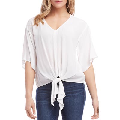 Karen Kane Tie Front Top, White