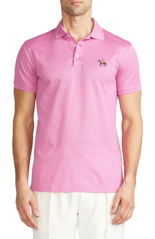 Ralph Lauren Purple Label Embroidered Standing Horse Cotton Piqué Polo in Classic Pale Pink at Nordstrom, Size Large