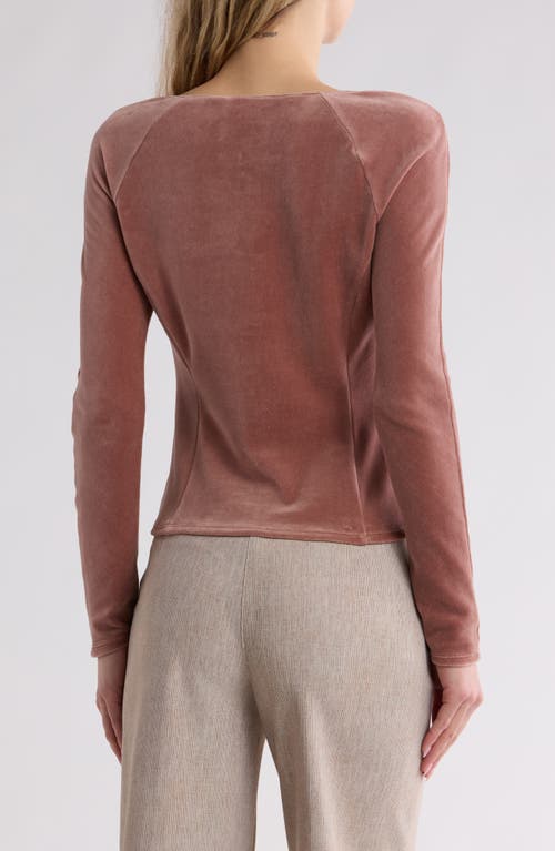 Theory Sculpture Long Sleeve Velvet Top In Dark Rose