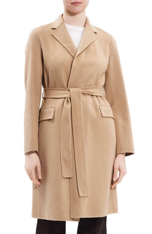 Theory Wool & Cashmere Wrap Coat in Palomino at Nordstrom, Size X-Large