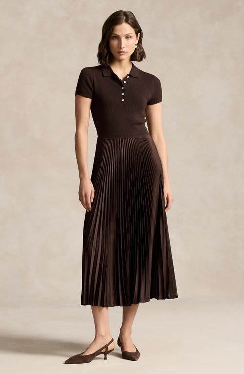 Shop Polo Ralph Lauren Wool, Silk & Cashmere Bodice Maxi Polo Dress In Squire Brown