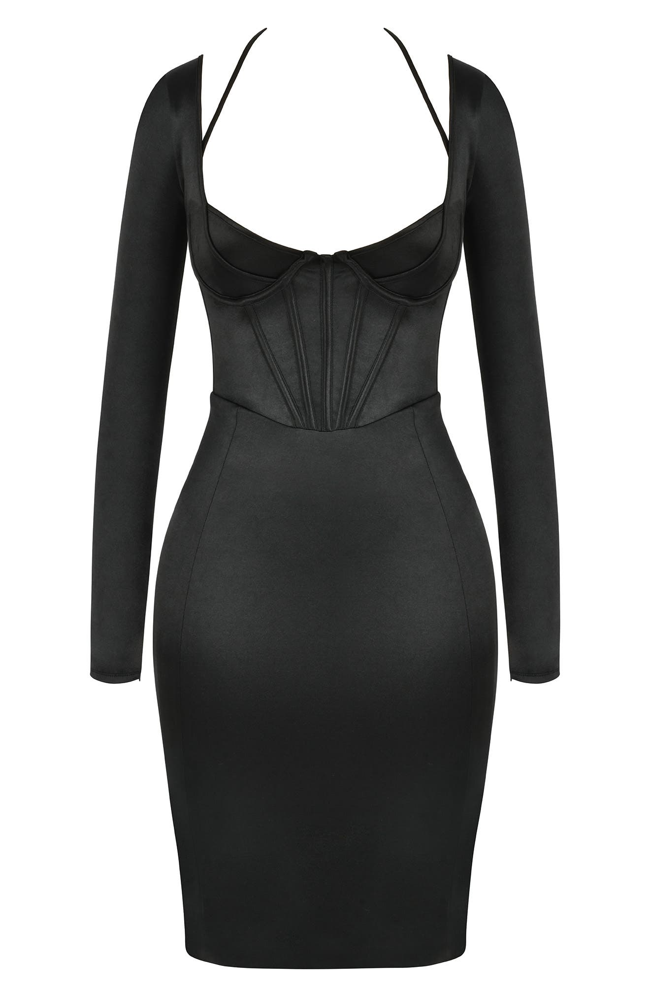mini dress black sparkly Odelia Sequin Cowl Mini Dress