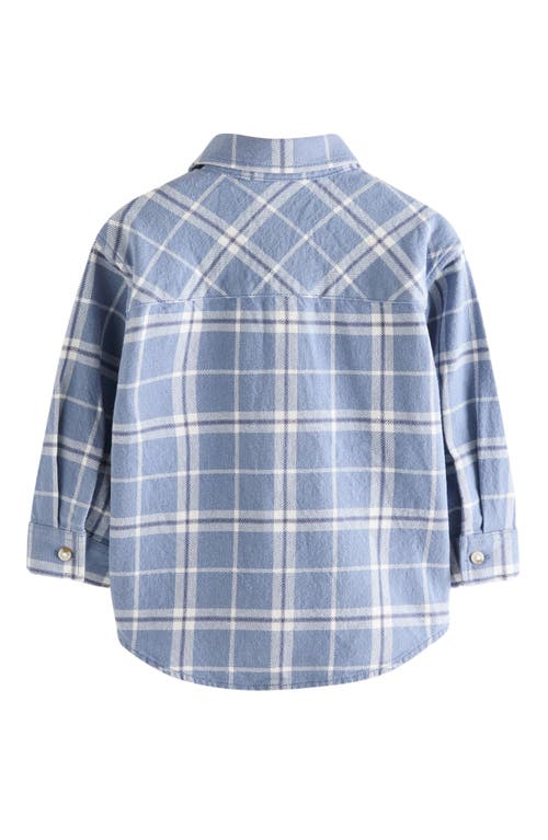 Shop Next Kids' Plaid Cotton Flannel Button-up Overshirt In Blue