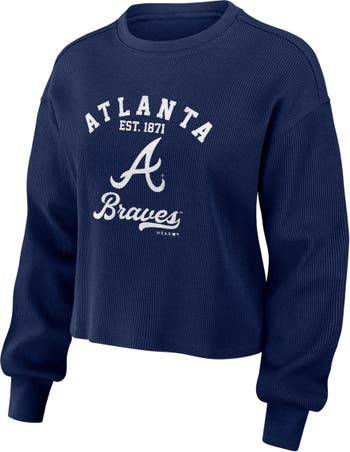 Atlanta Braves Shirt Womens Small Blue V Neck Graphic Tee Casual