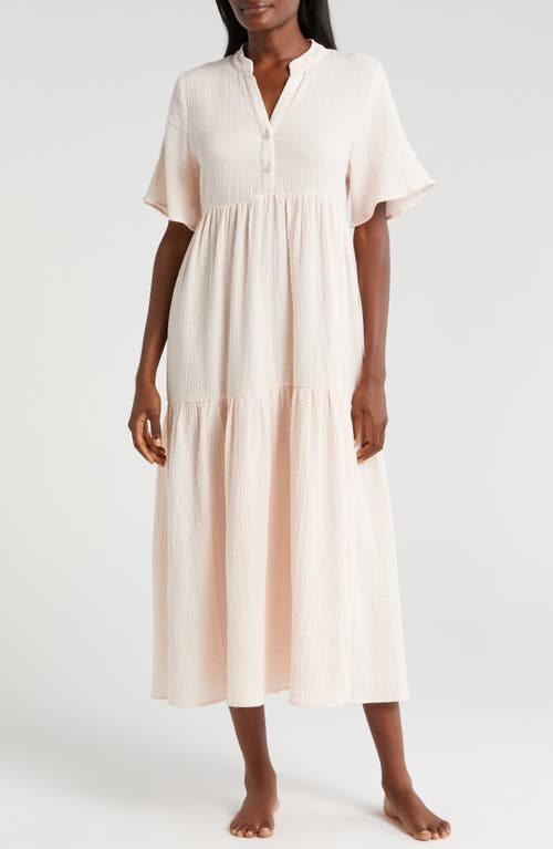 Shop Papinelle Ashley Textured Cotton Nightgown In Shell