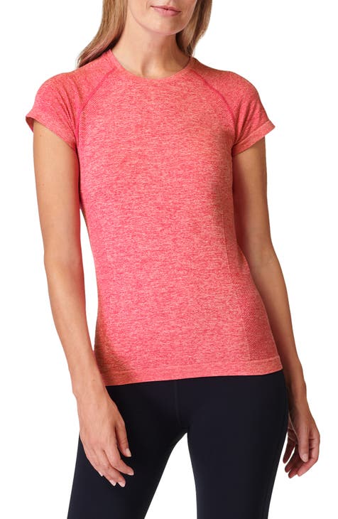Lululemon Womens Size 8 M L Up for Down Time Short Sleeve Swing Top Pink