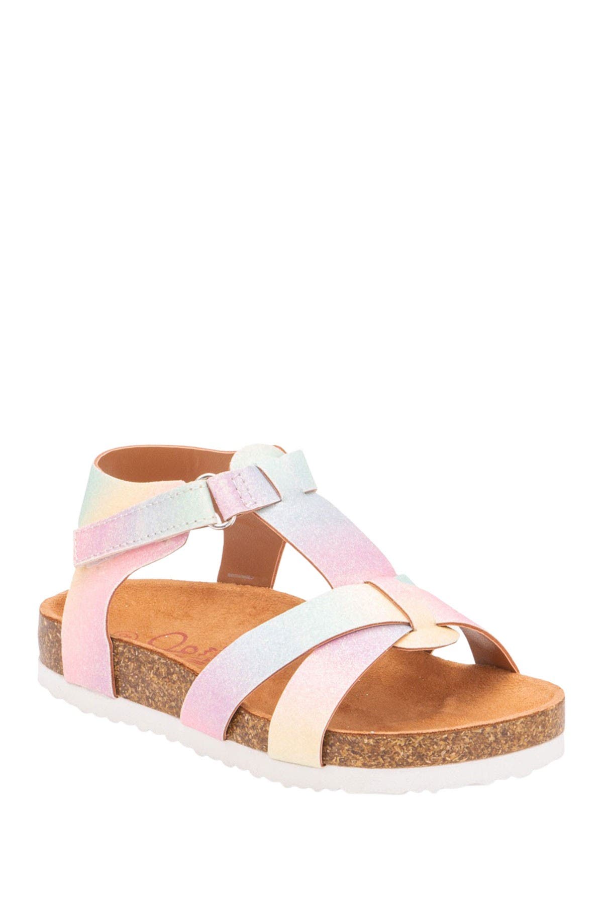 Olivia Miller Kids' Glitter Strap Comfort Sandal In Pastel Rainbow