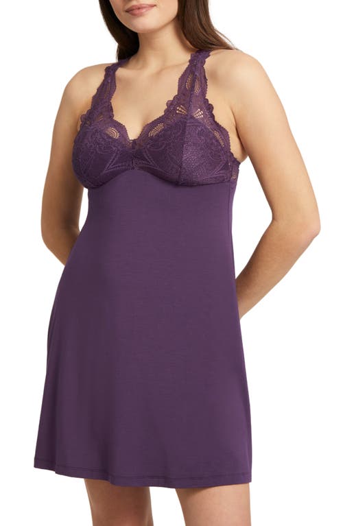 Belle Époque Lace Back Knit Chemise in Pinot