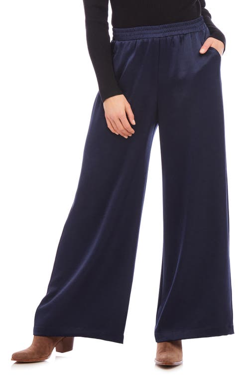 Shop Karen Kane Satin Wide Leg Pants In Navy