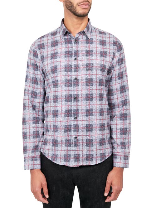 Brooklyn Brigade Plaid 4-way Stretch Performance Long Sleeve Shirt In Grey