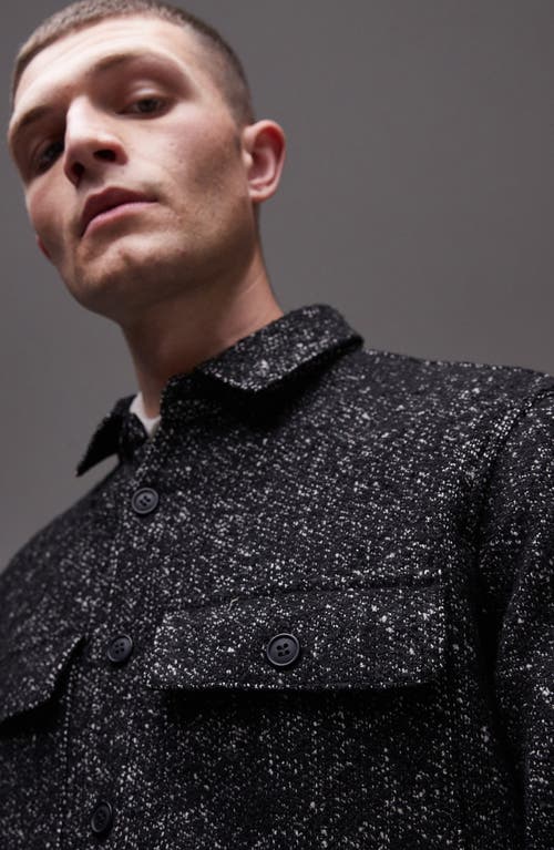 Topman Textured Overshirt In Black