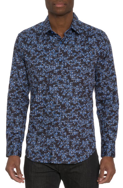 Robert Graham Merano Damask Jacquard Stretch Button-Up Shirt in Dark Navy at Nordstrom, Size Xx-Large