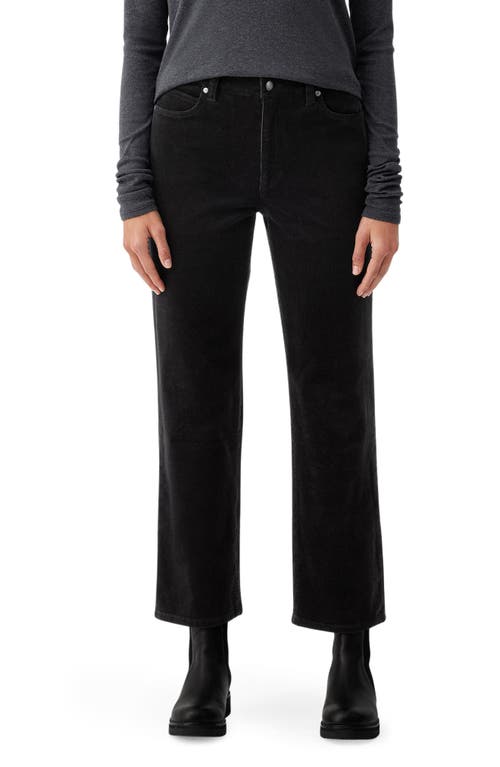 Eileen Fisher High Waist Ankle Straight Leg Corduroy Pants in Black at Nordstrom, Size X-Large