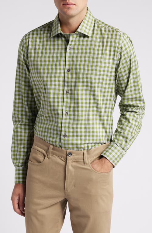 Scott Barber Exploded Check Cotton Button-Up Shirt in Grass 