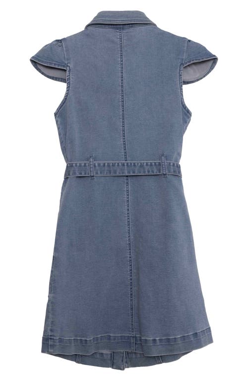 Speechless Big Girls Collared Belted Denim Dress In Medium Blue