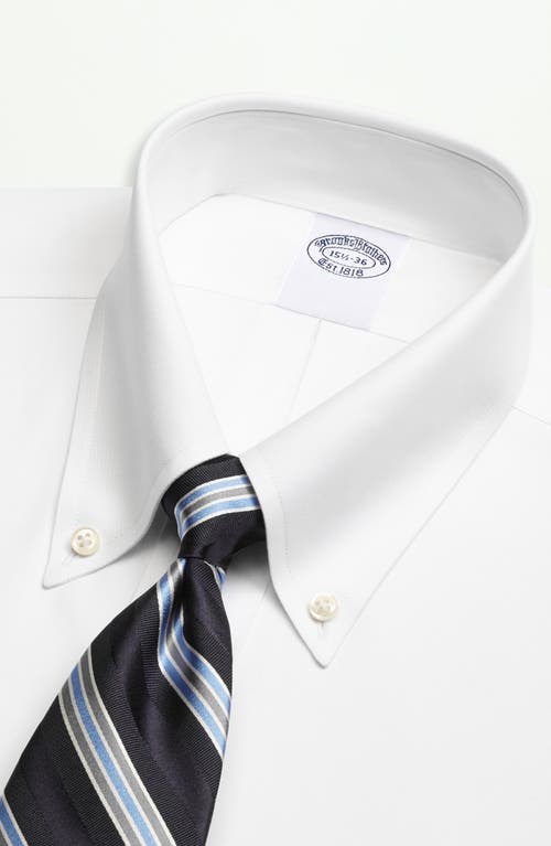 Brooks Brothers Solid Non-iron Regular Fit Dress Shirt In Solid White