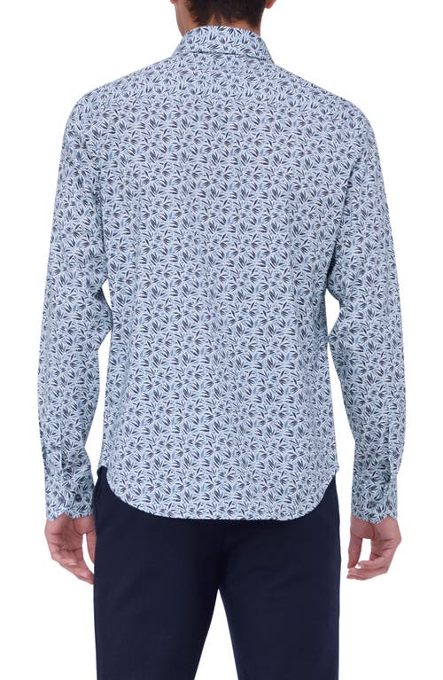 Bugatchi James Ooohcotton® Leaf Print Button-up Shirt In Sage