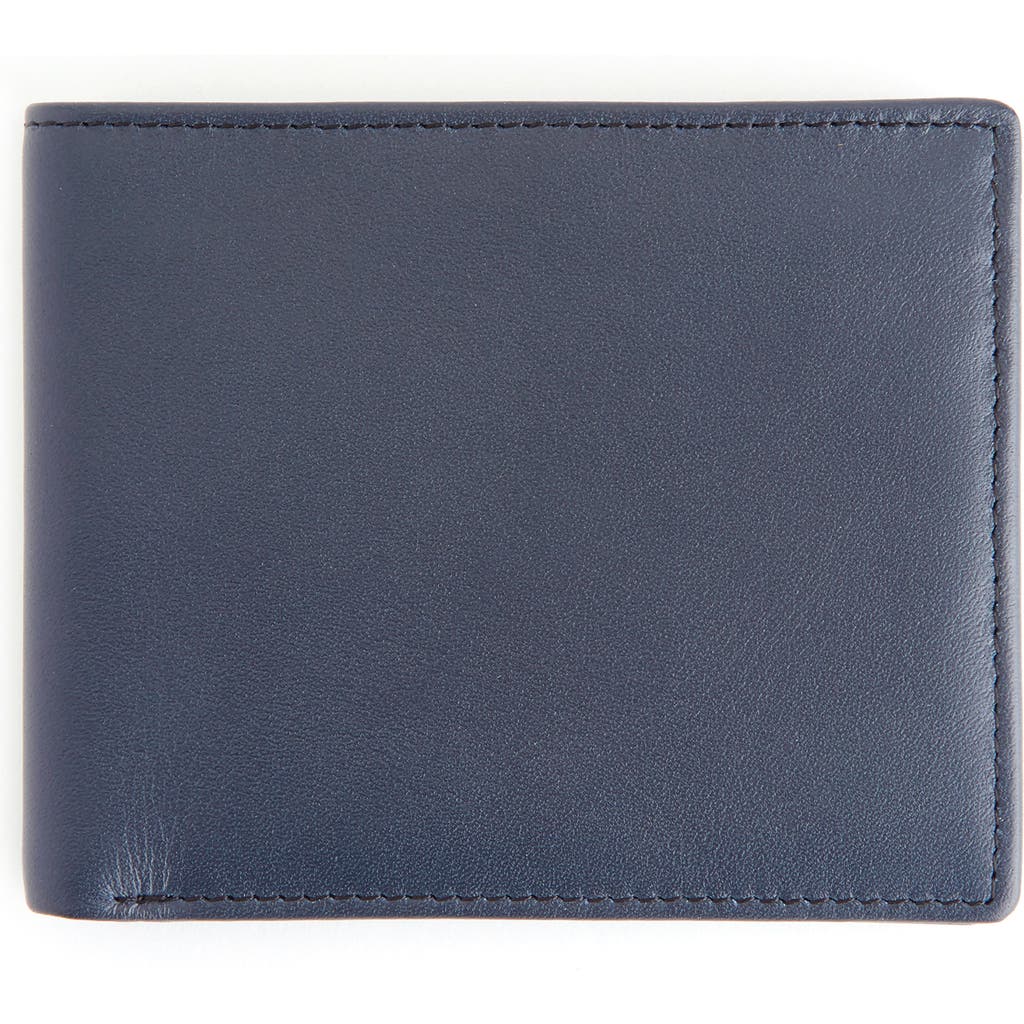 Royce New York Rfid Leather Trifold Wallet In Navy/orange